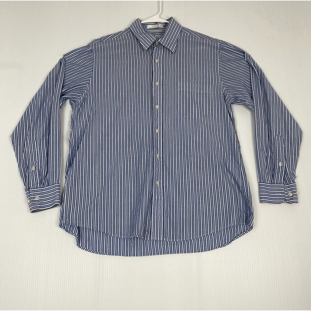LIBERTY London Shirt Mens Size 16 34/35 Blue Long Sleeve Button Down Cotton